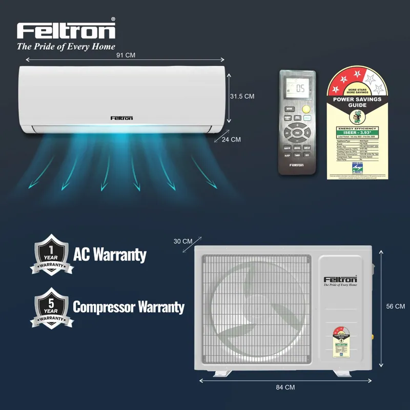 Feltron 1.5 Ton (18k) 3 Star Fixed Speed Split Air Conditioner — image 5