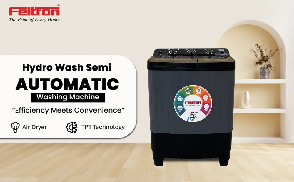 Feltron 7.5 kg Semi Automatic Top Load Washing Machine Grey, Black Transparent Glass Lid (FIPL75TGSWM) — details 1