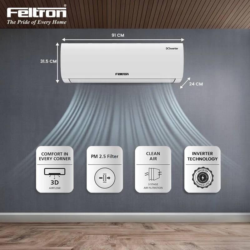 Feltron 1.5 Ton (18k) 3 Star Inverter Convertible Split Air Conditioner — image 3