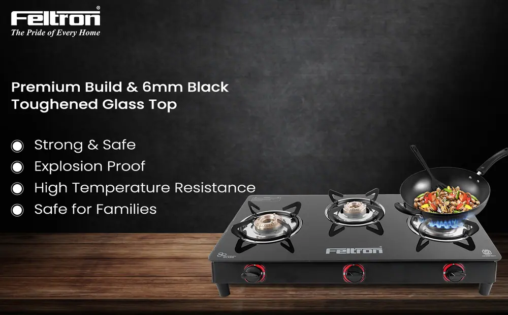 Feltron Pyramid Gas Stove Cooktop (3 Burner) — details 2