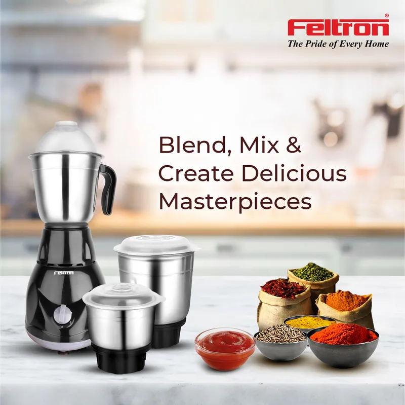 Feltron Turbo Blend Pro Mixer Grinder 500W (3 Jar) — image 1