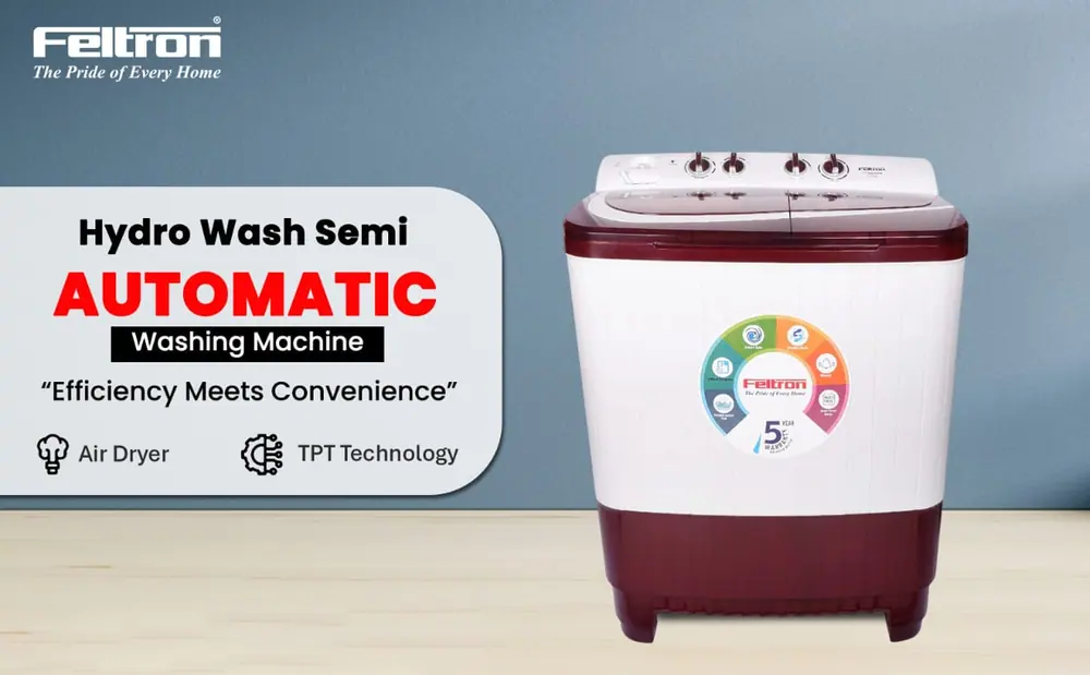 Feltron 8.5 kg Semi Automatic Top Load Washing Machine White,Maroon Plastic Lid (FIPL85SWM) — details 1