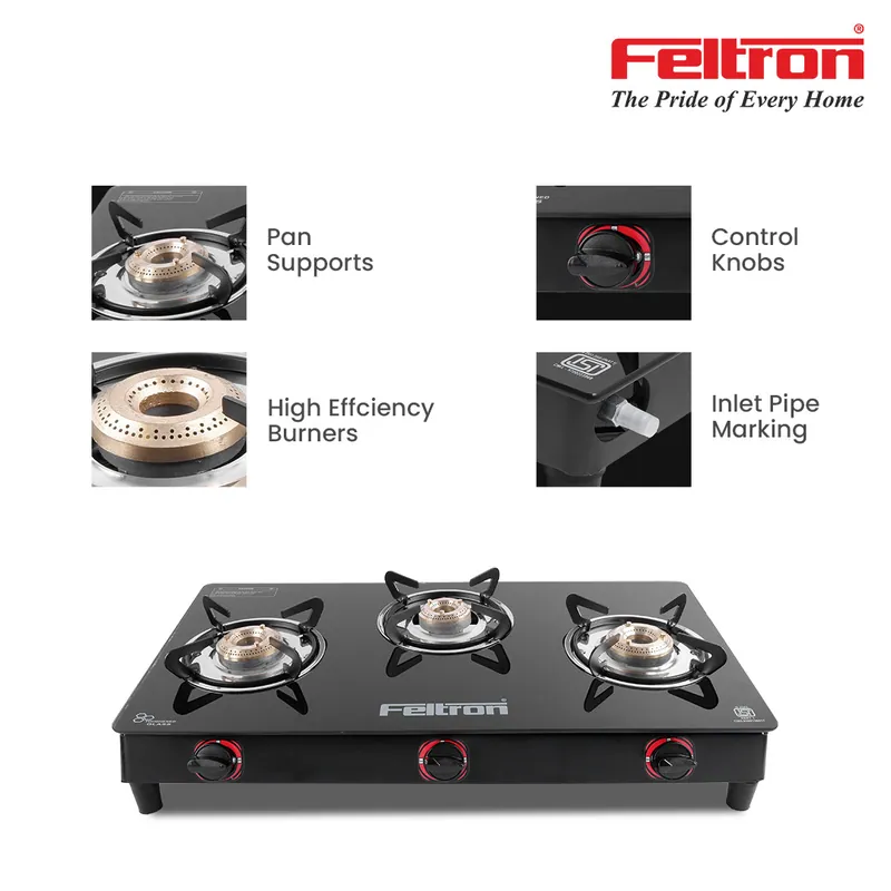 Feltron Pyramid Gas Stove Cooktop (3 Burner) — image 4