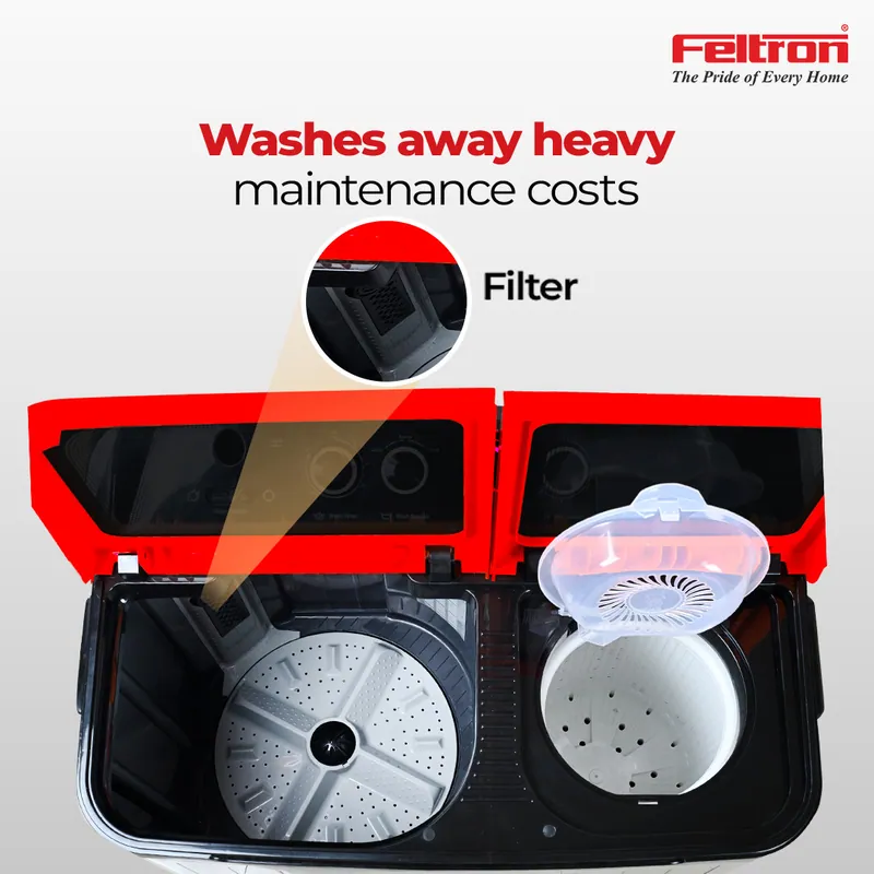Feltron 11 kg Semi Automatic Top Load Washing Machine Black,Grey Transparent Glass Soft Close Lid (FIPL11TGSWM) — image 4